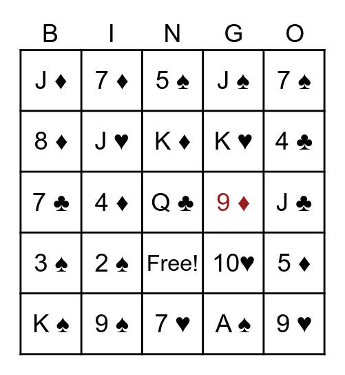 Card Bingo Card