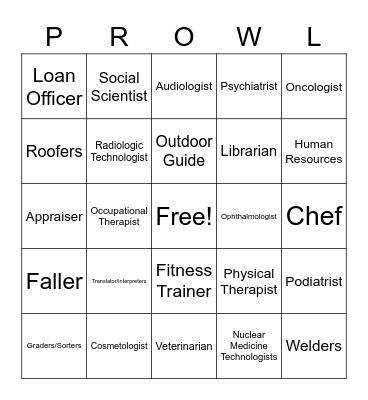 Careers Bingo Card Bingo Card