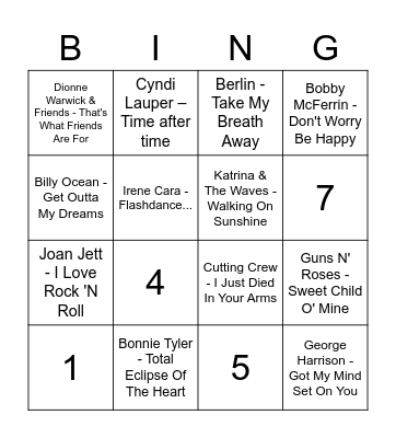 MUSIC BINGO Card