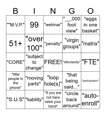 Meeting Bingo Card