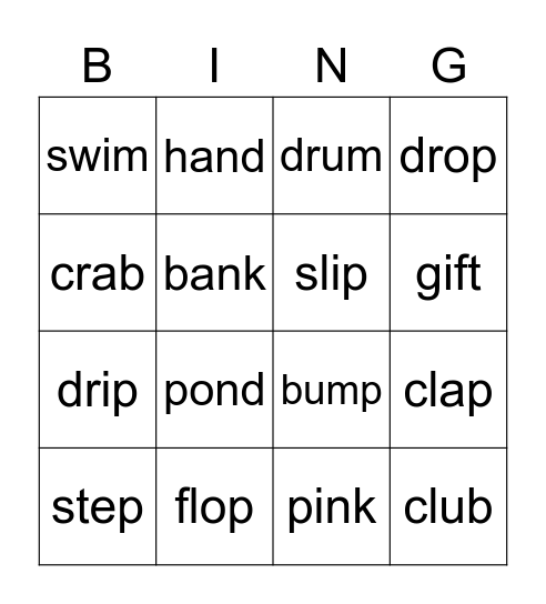 Phonics Fun Bingo Card