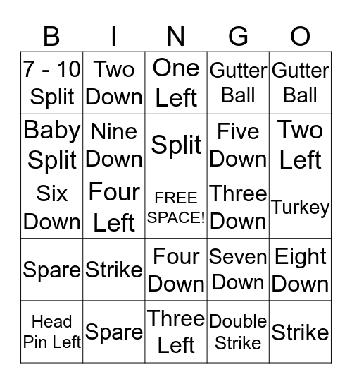 Bowling BINGO Card