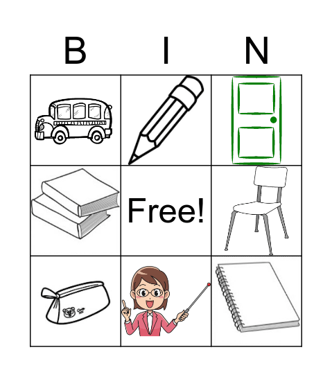 Classroom - Pictures Bingo Card