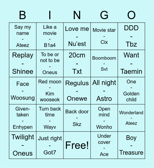 @jeonghanalike:)) Bingo Card