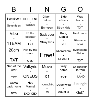 @yangyang_yjw Bingo Card