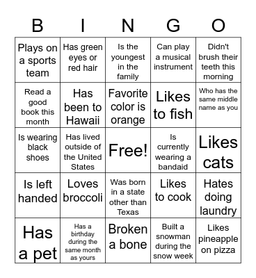 G56 BINGO! Bingo Card