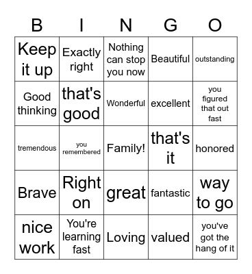 Volunteer Appreciation Bingo Card