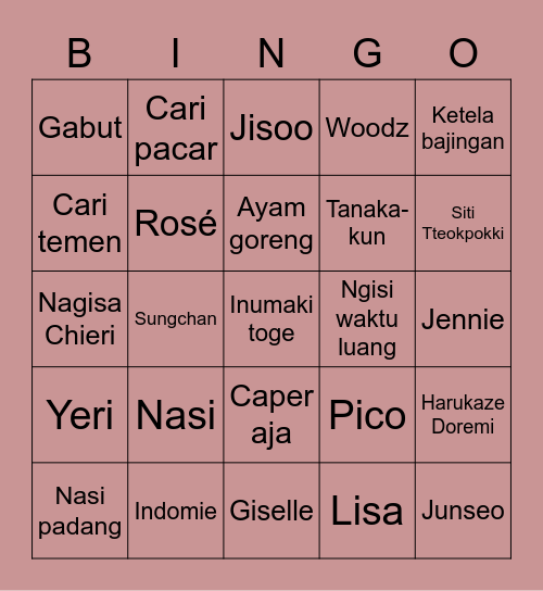 Junseo Caem Bingo Card