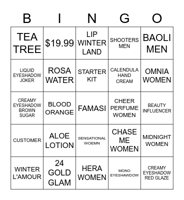 Farmasi BINGO Card