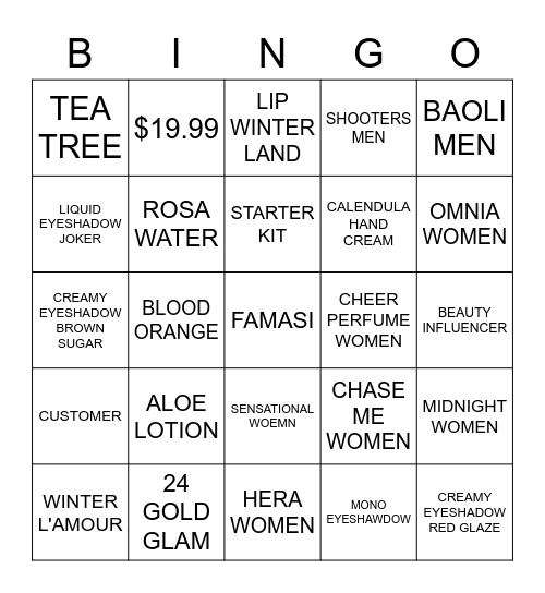 Farmasi BINGO Card