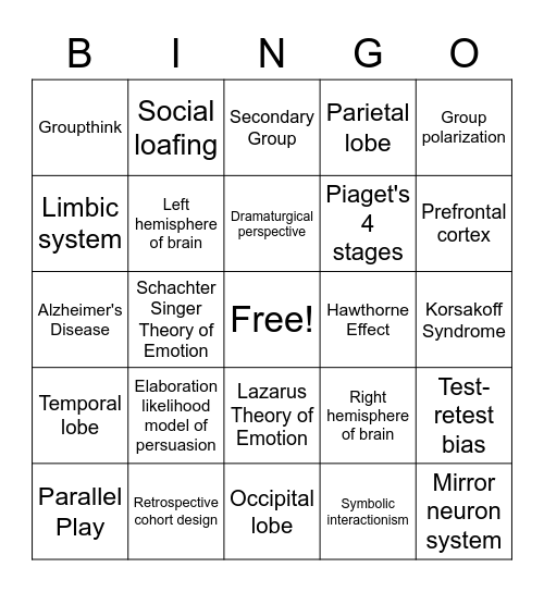 MSFA P/S Bingo Card