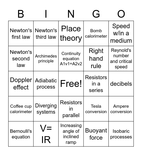 MSFA C/P Bingo Card