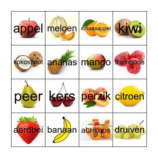 Des fruits Bingo Card