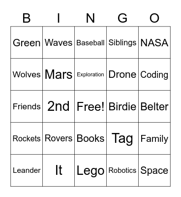 Leander's B'Day Bingo Card