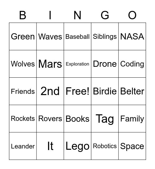 Leander's B'Day Bingo Card