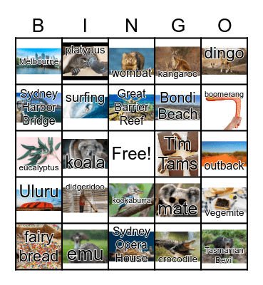 Australia BINGO! Bingo Card
