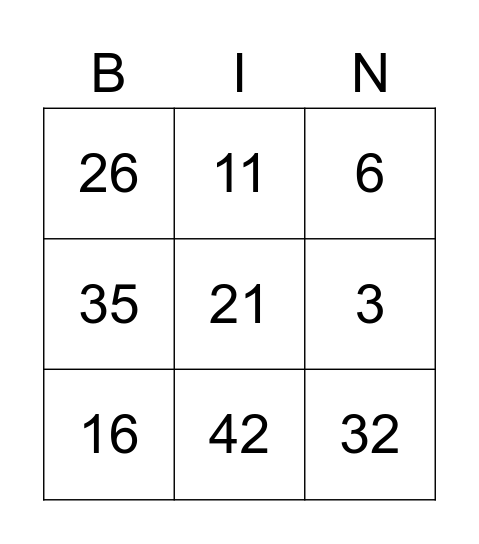 Bingo Grid Bingo Card