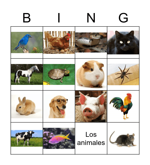 Los animales de la granja Bingo Card