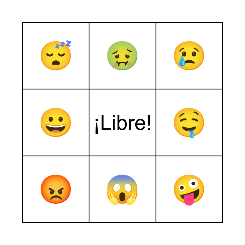 Lotería Emociones Bingo Card