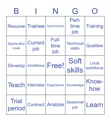 Employment bingo Card