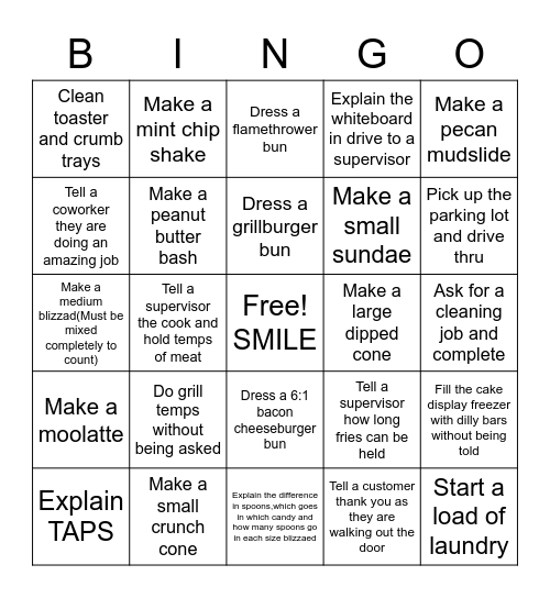 DQ Bingo Card