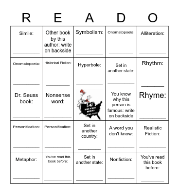 Read Across America Day Bingo Card