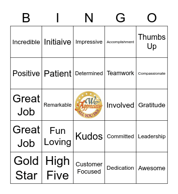 EMPLOYEE APPRECIATION Bingo Card