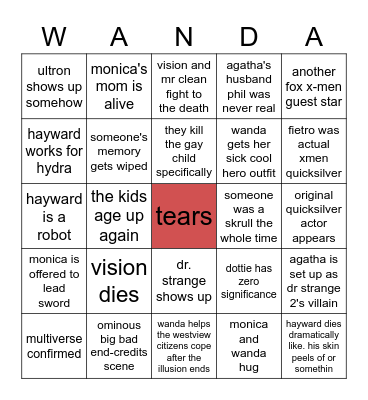 wandavision finale bingo Card