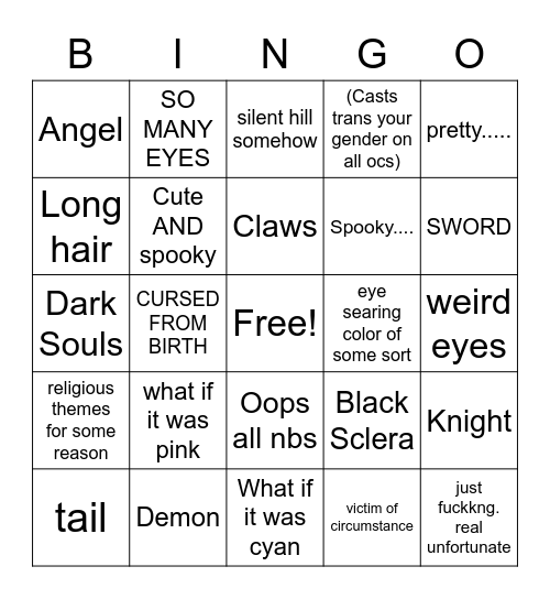 Vox OC Bingo Card