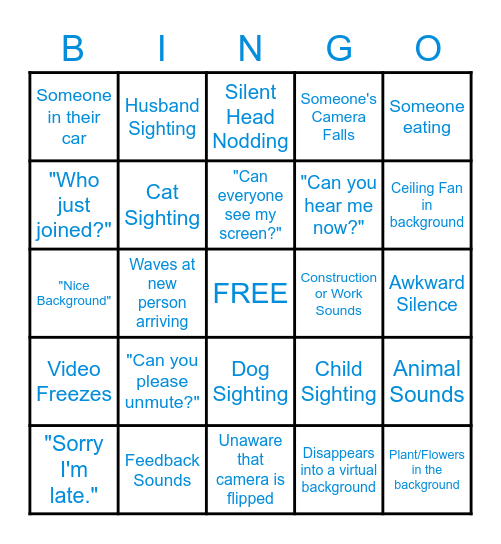 Elijah Small Group Zoom Bingo Card