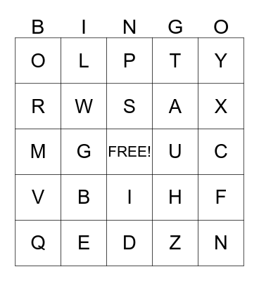 ABC Bingo Card