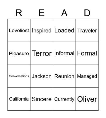 The Journey of Oliver K. Woodman Bingo Card