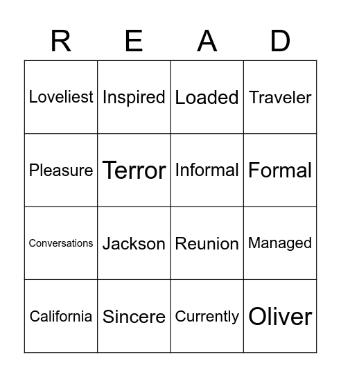 The Journey of Oliver K. Woodman Bingo Card