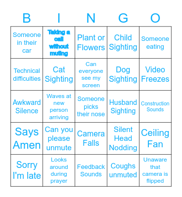 Small Group Zoom Bingo Card