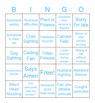 Small Group Zoom Bingo Card