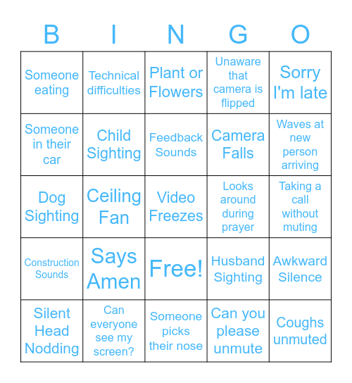 Small Group Zoom Bingo Card