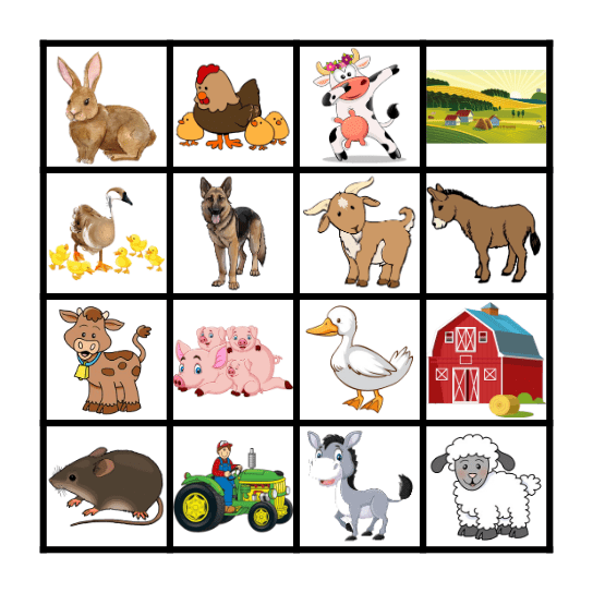 Farm Bingo Card