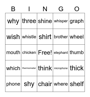 Diagraphs upper elem Bingo Card