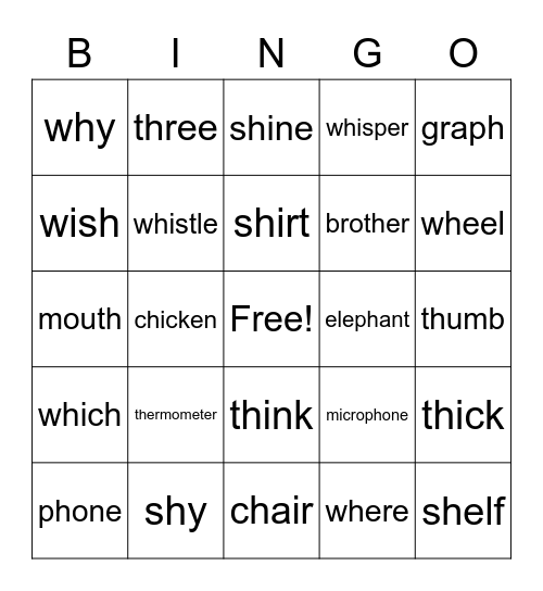 Diagraphs upper elem Bingo Card