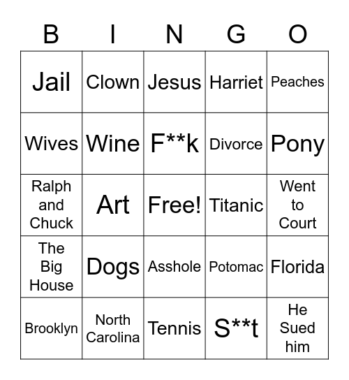 Shiva Bingo Card