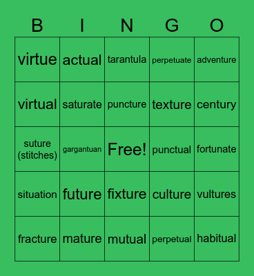 tu (says /chu/) Bingo Card