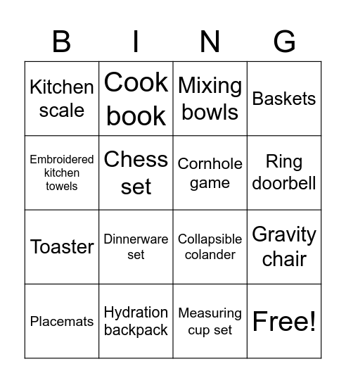 Monica and Nick Bridal Shower Bingo Card