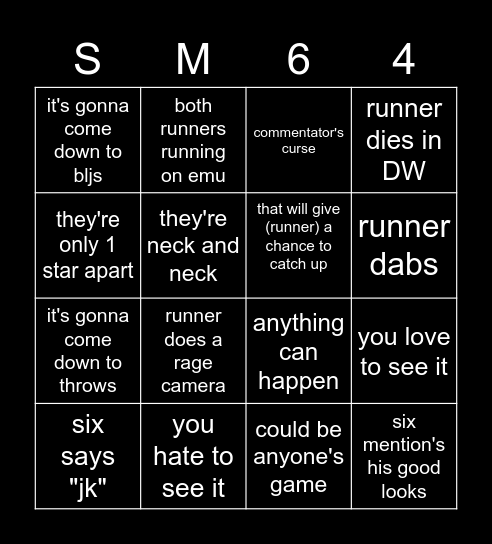 16 Star Race Tropes Bingo Card