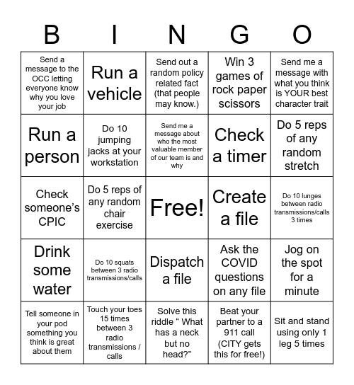 Sunday Night Bingo Card