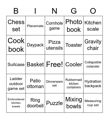 Nick and Monica's Bridal shower Bingo Card