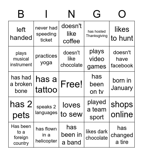 BIRTHDAY BINGO Card