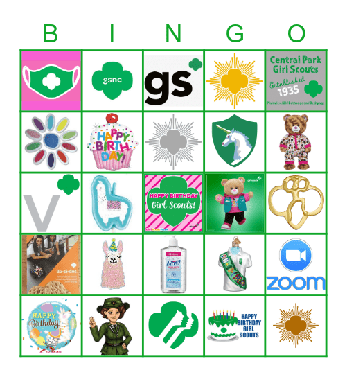 Girl Scout Birthday BINGO Card