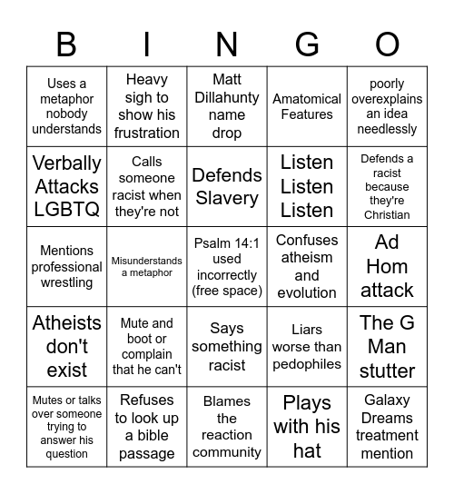 G Man BINGO 2021 Bingo Card