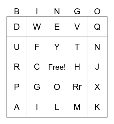 Spanish Alphabet Bingo Card