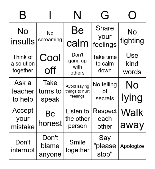 Group - Problem Solving Bingo Card